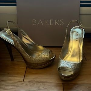 Bakers Gold Sparkly Heels